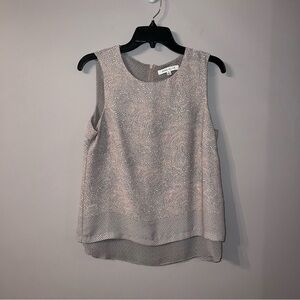 Light pink tank top, with white design Rose + Olive Medium
